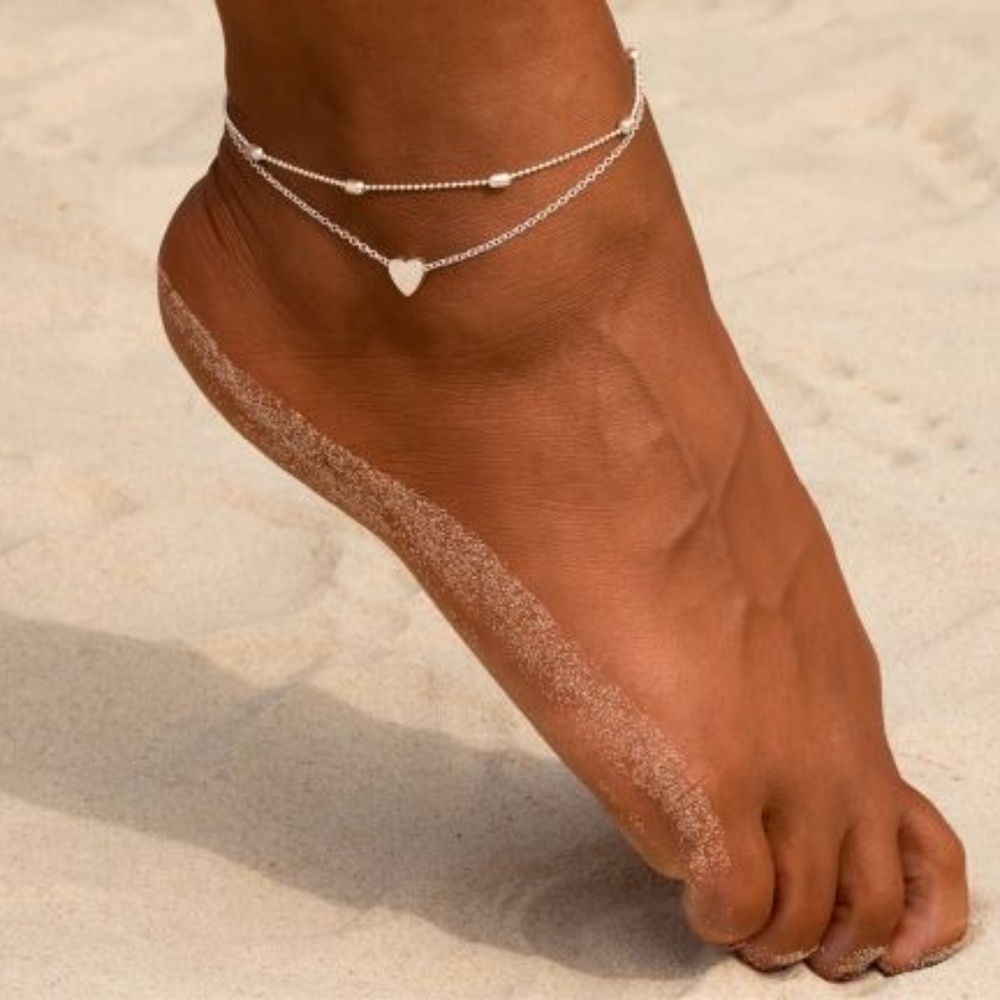 Layered Heart Anklet - Picture 2 of 6